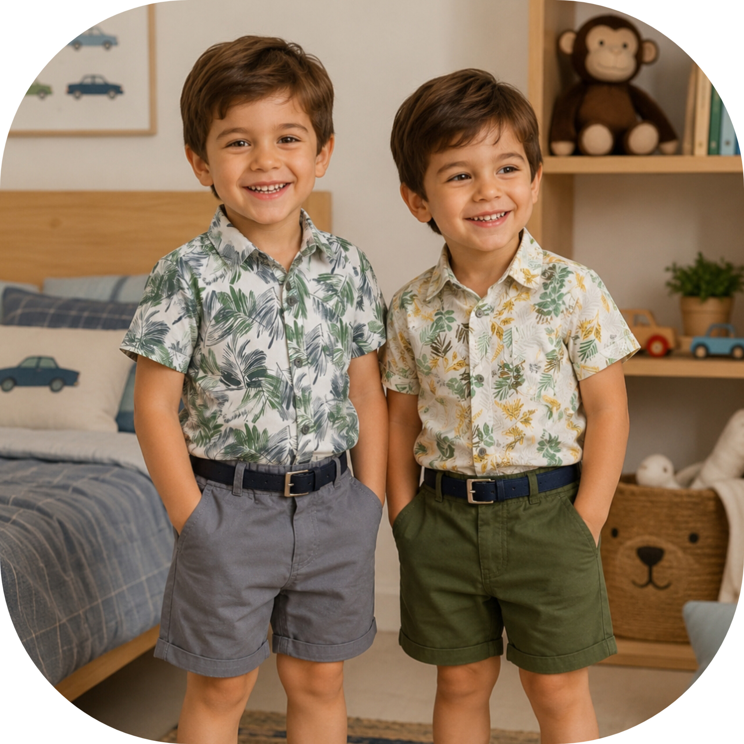 ست پیراهن و شلوارک کتان ara house kids مجلسی پسرانه