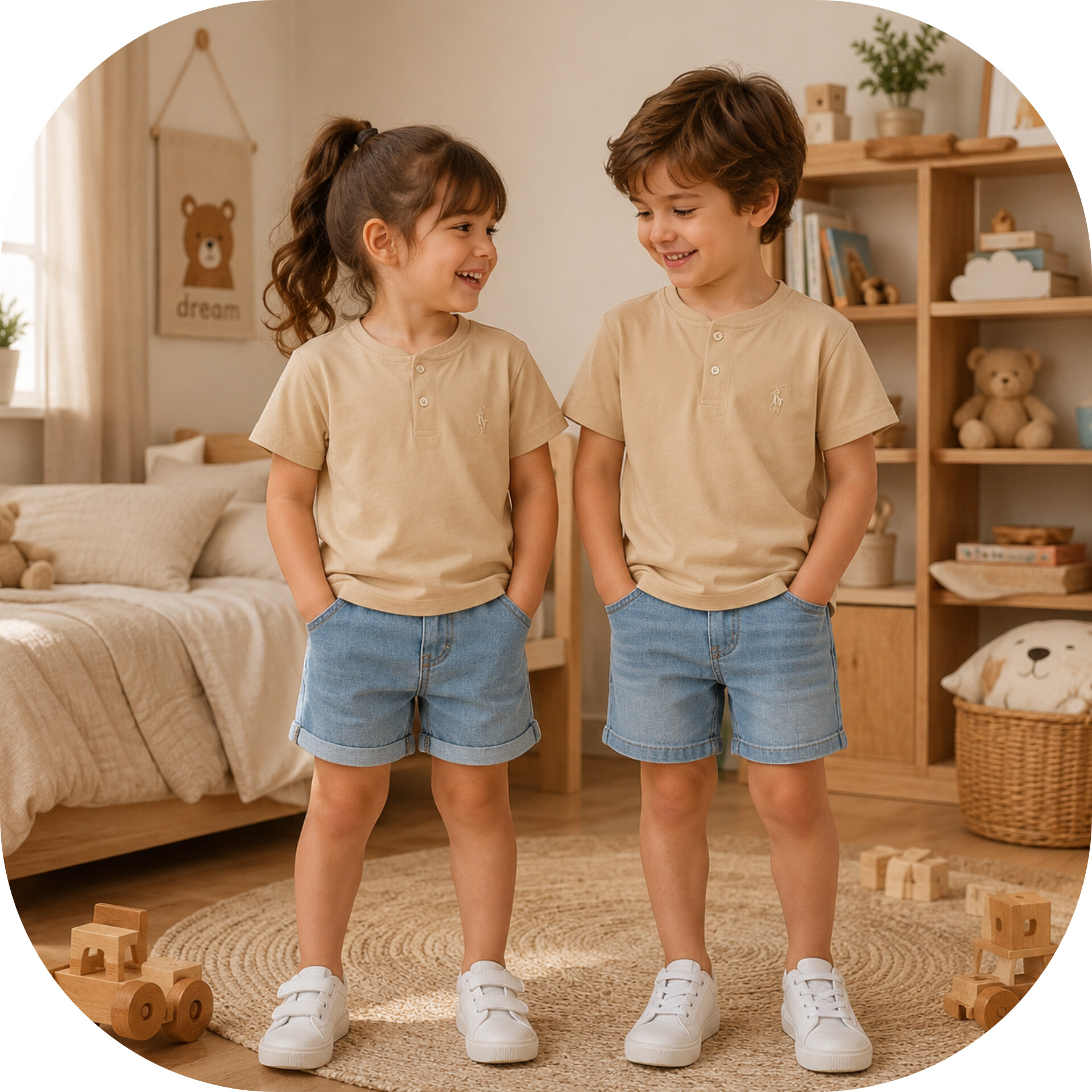 تیشرت کودک یقه ژاپنی برند bamshi اسپرت جنس نخ پنبه